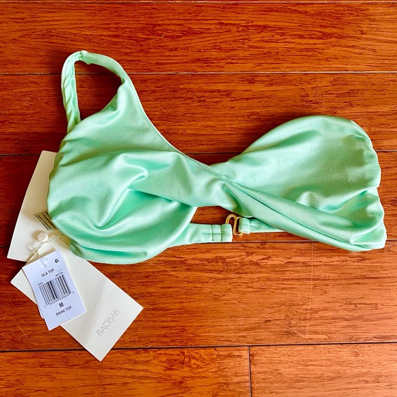 Baobab Pearl Green Ola Ruched One Shoulder Bikini Top Swimwear - Picture 3 of 7